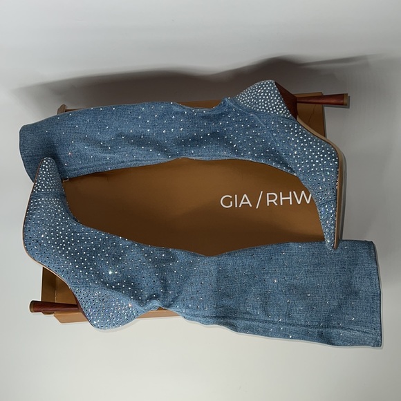 GIA BORGHINI x RHW for FWRD Denim Crystal Boot in Medium Denim 39 - Picture 4 of 10